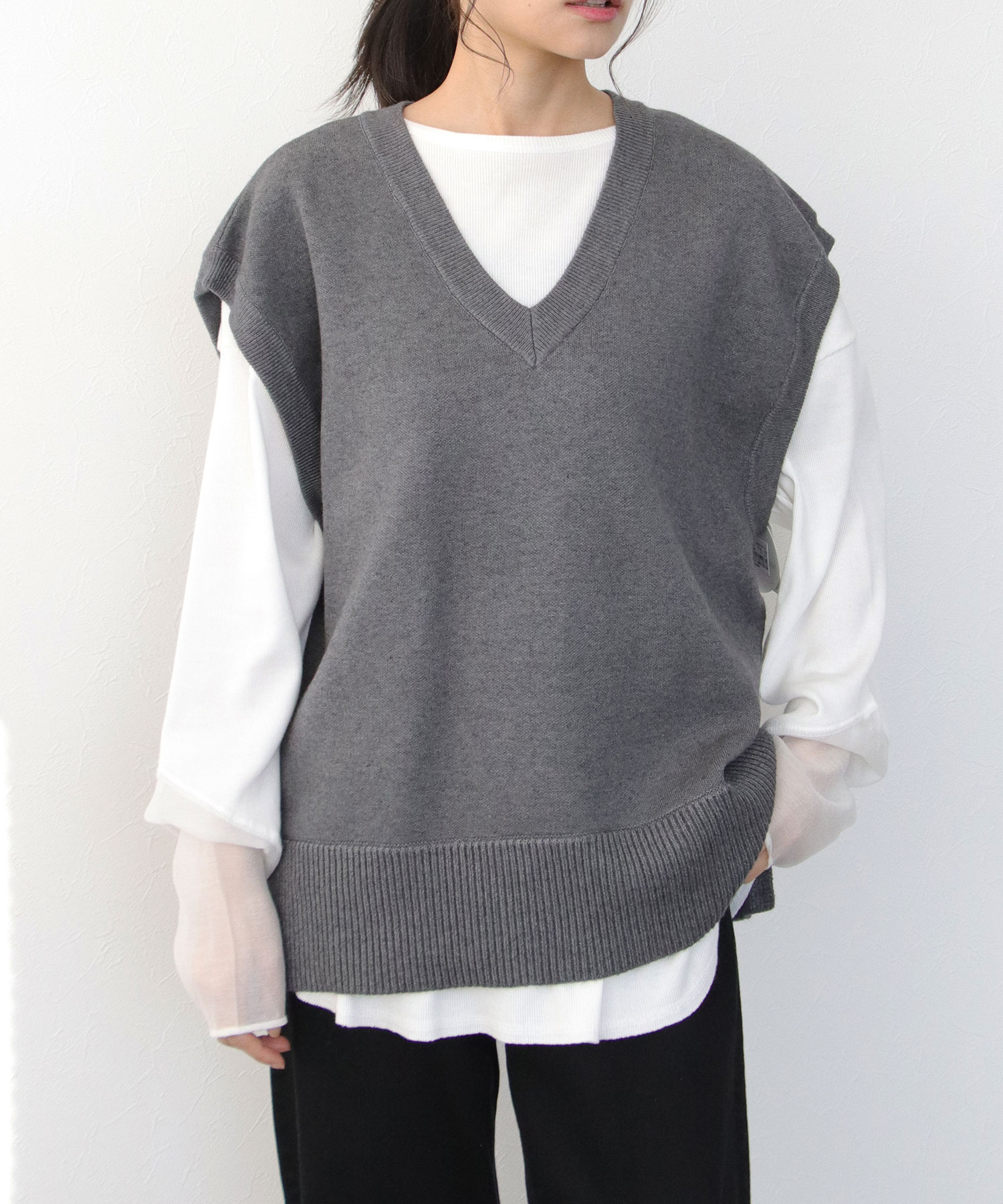 ハイネックショートニット×Vネックニットセット