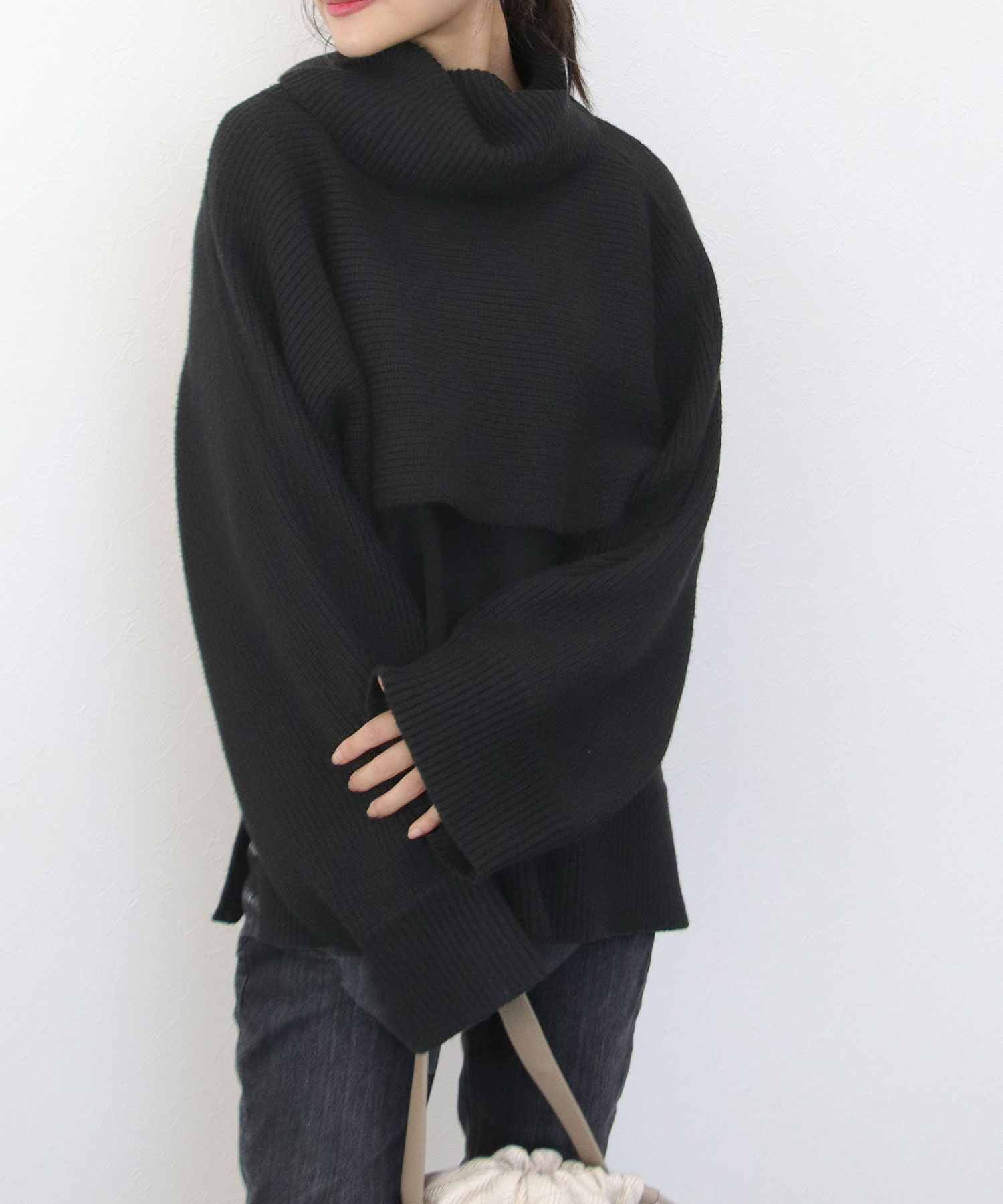 ハイネックショートニット×Vネックニットセット