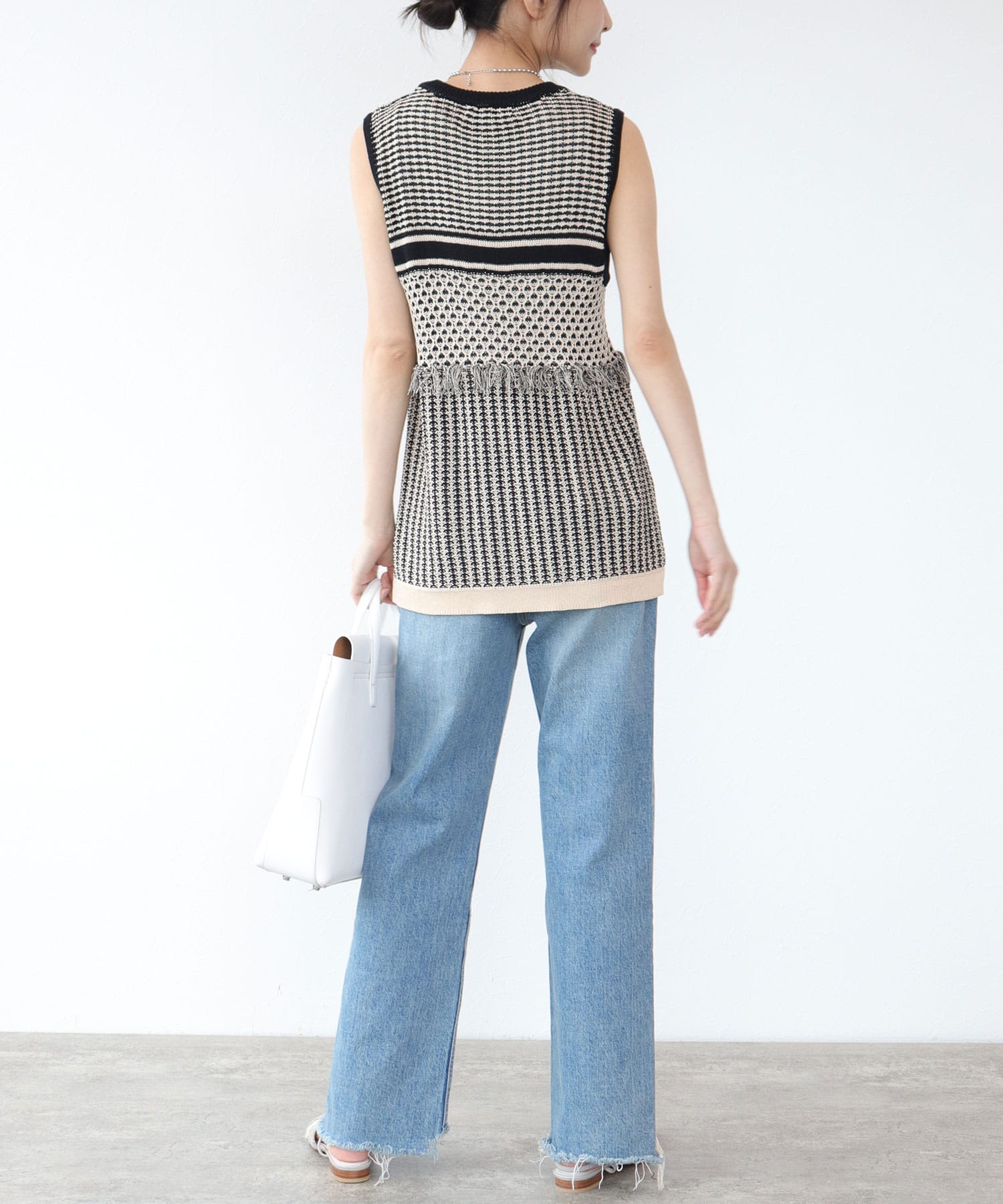 【CHIGNON/シニヨン】柄ジャガード編ノースリニットプルオーバー