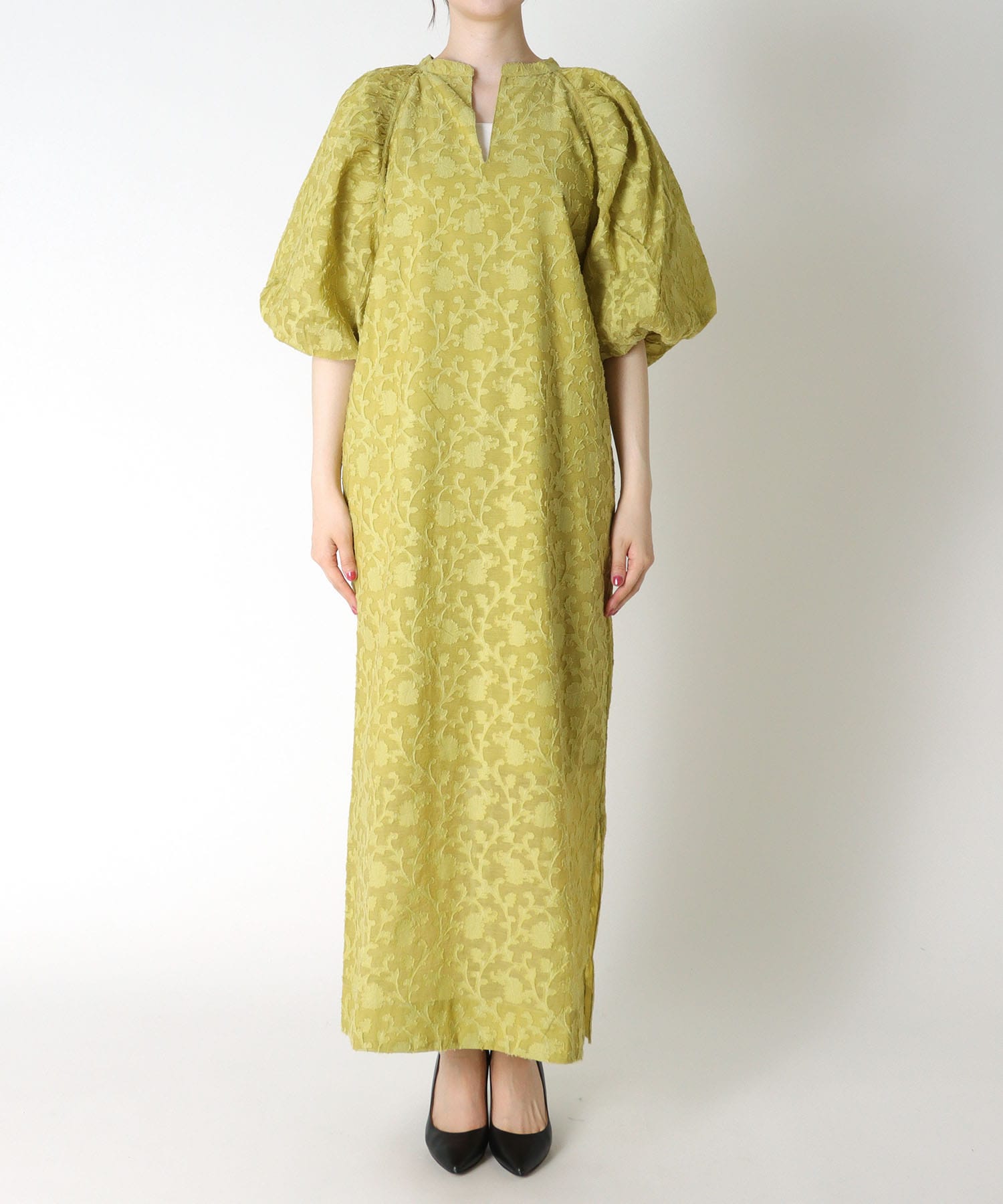 カットジャガードパフスリーブワンピース | AND ON JIONE STORE カットジャガードパフスリーブワンピース | AND ON JIONE STORE