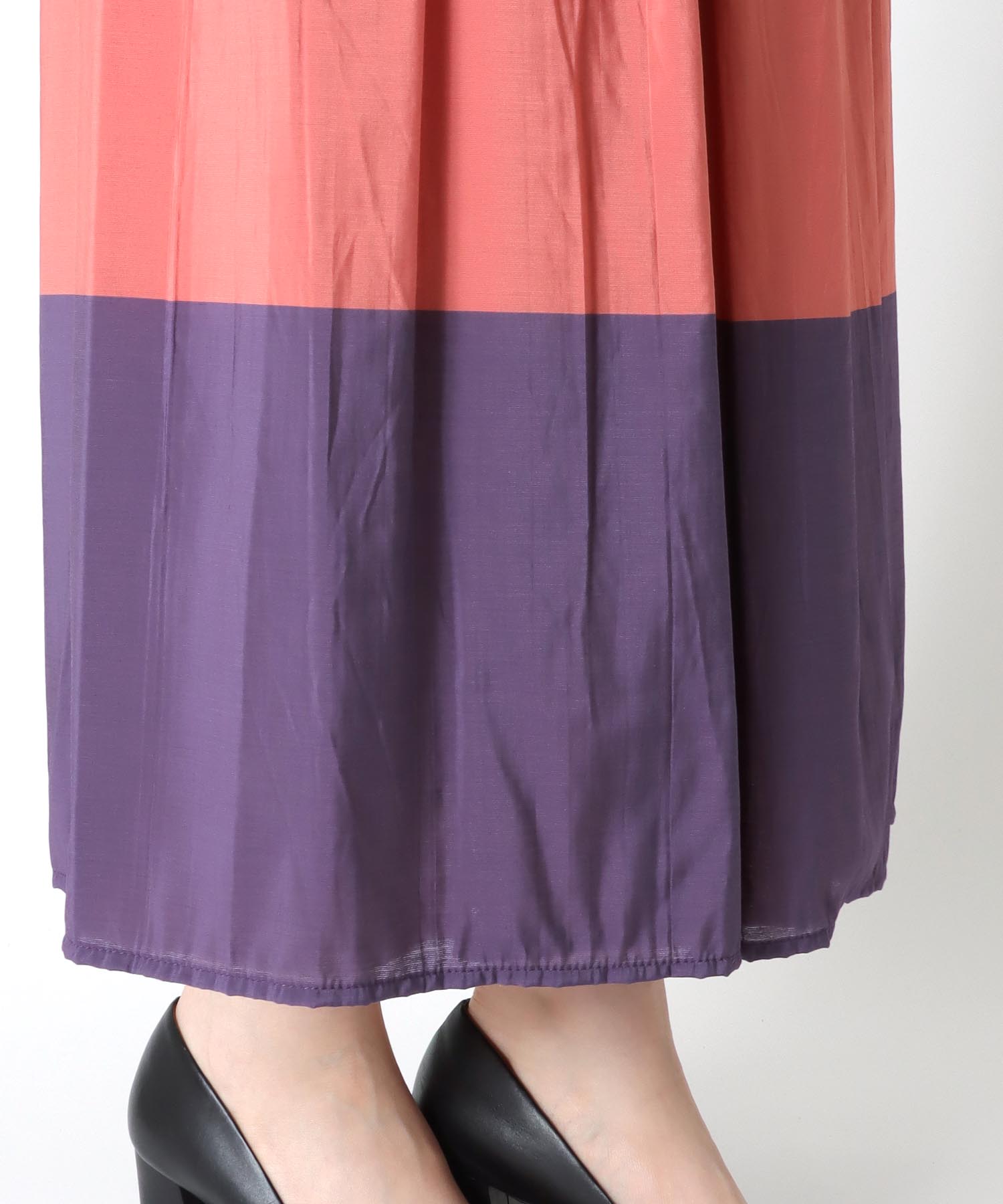 【リバーシブル】カラーブロックプリーツスカート
