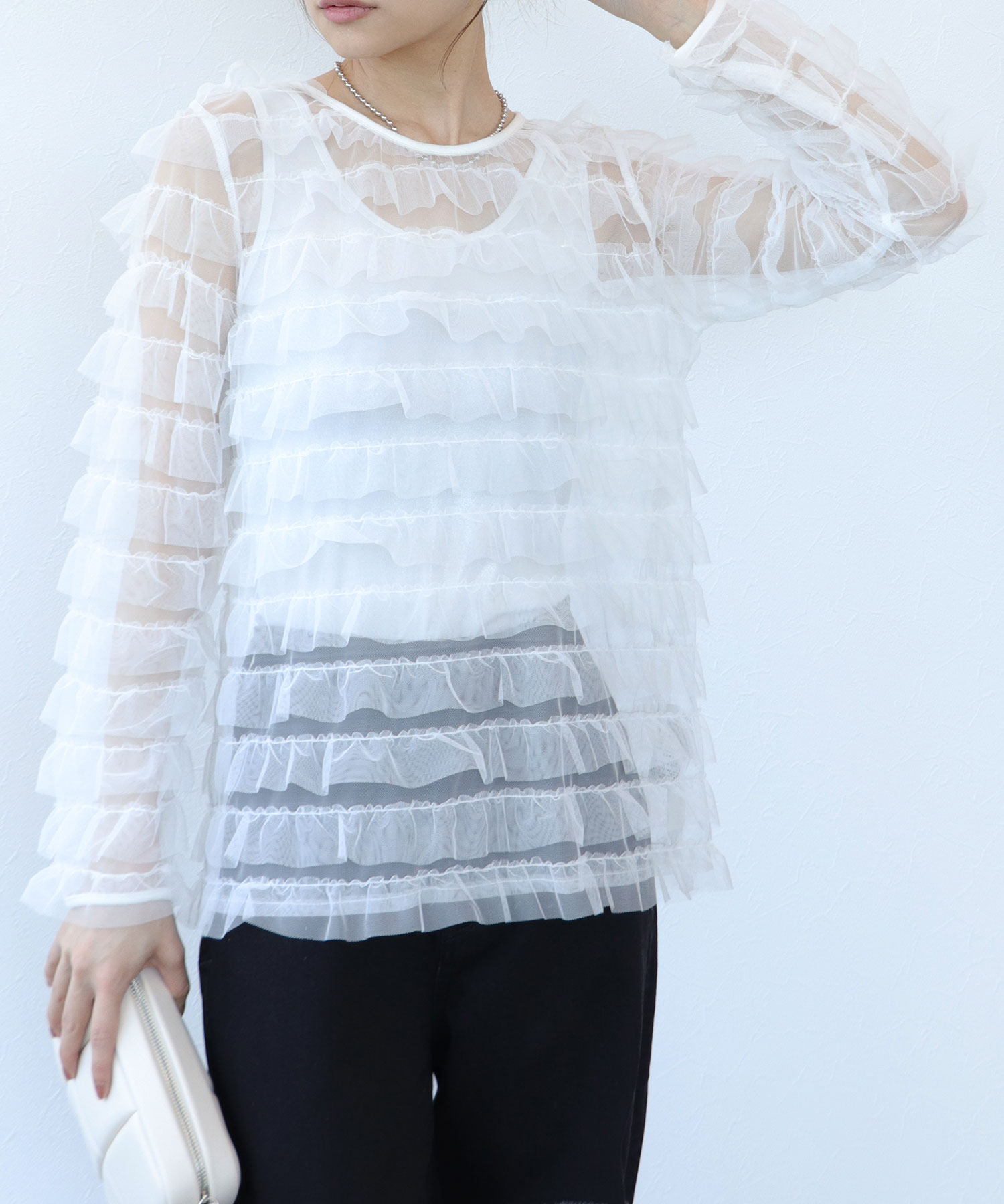 チュールフリルブラウス | AND ON JIONE STORE（アンドオン