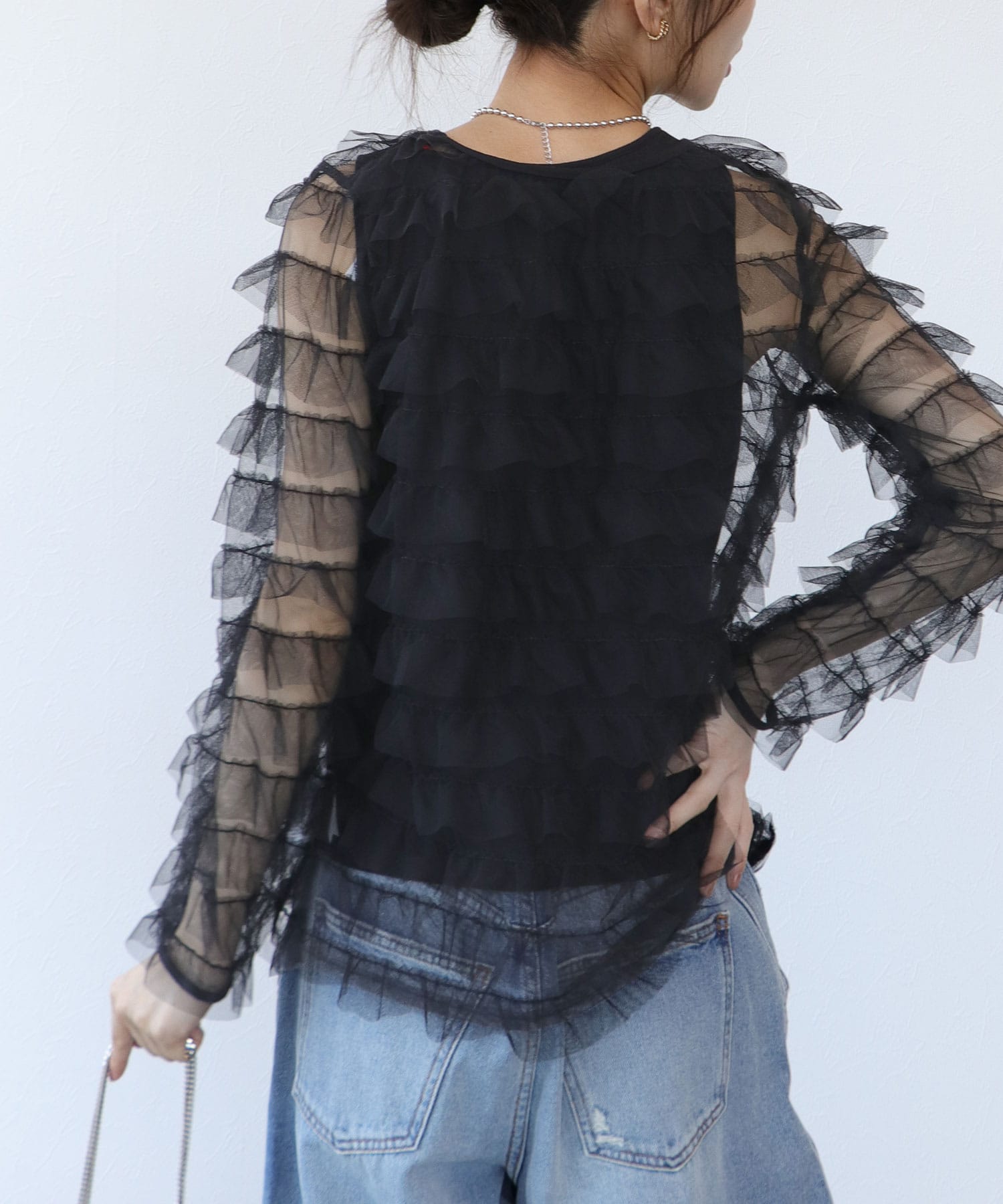 チュールフリルブラウス | AND ON JIONE STORE（アンドオン