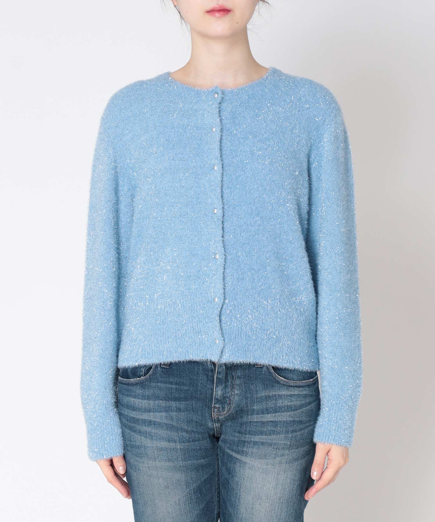 ラメフェザーニットカーディガン | AND ON JIONE STORE