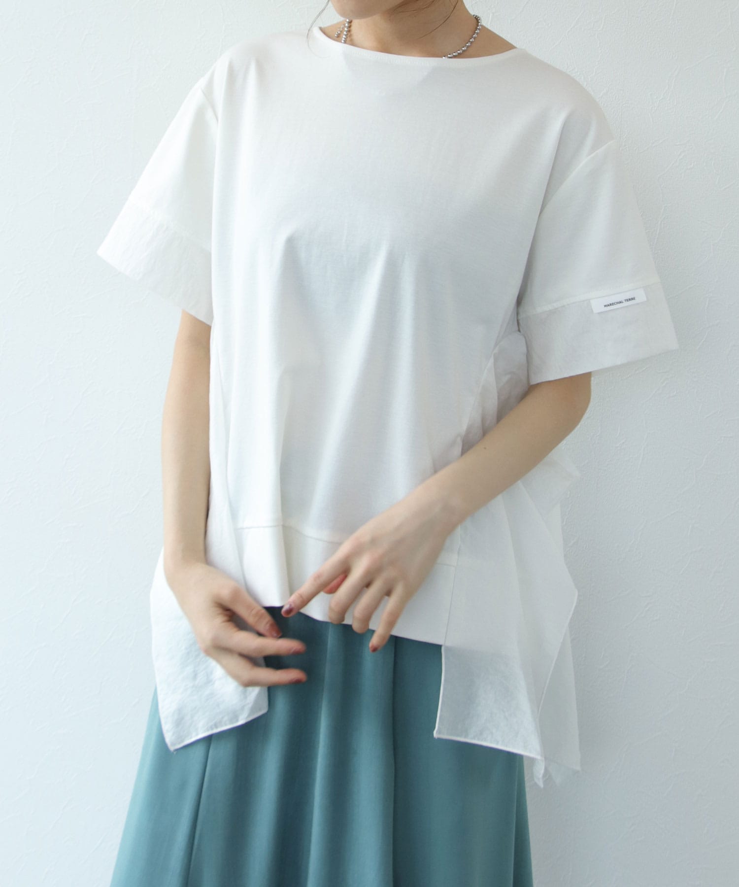 【MARECHAL TERRE/マルシャルテル】【前後2WAY】サイドフリルドッキングTシャツ