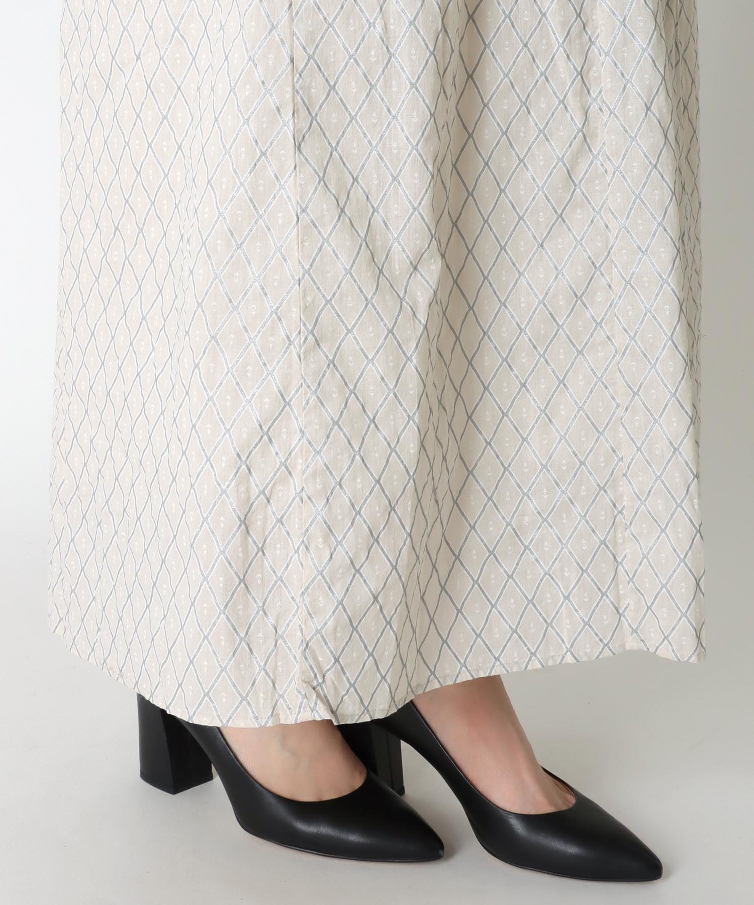 【ne Quittez pas/ヌキテパ】コットンダイヤチェックプリント刺繍ドレス