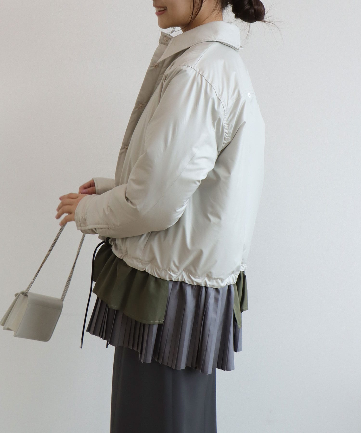 【MARECHAL TERRE/マルシャルテル】プリーツヘム中綿シャツブルゾン