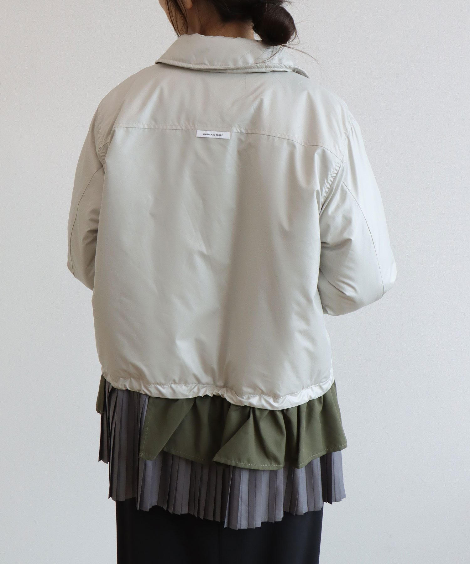 【MARECHAL TERRE/マルシャルテル】プリーツヘム中綿シャツブルゾン