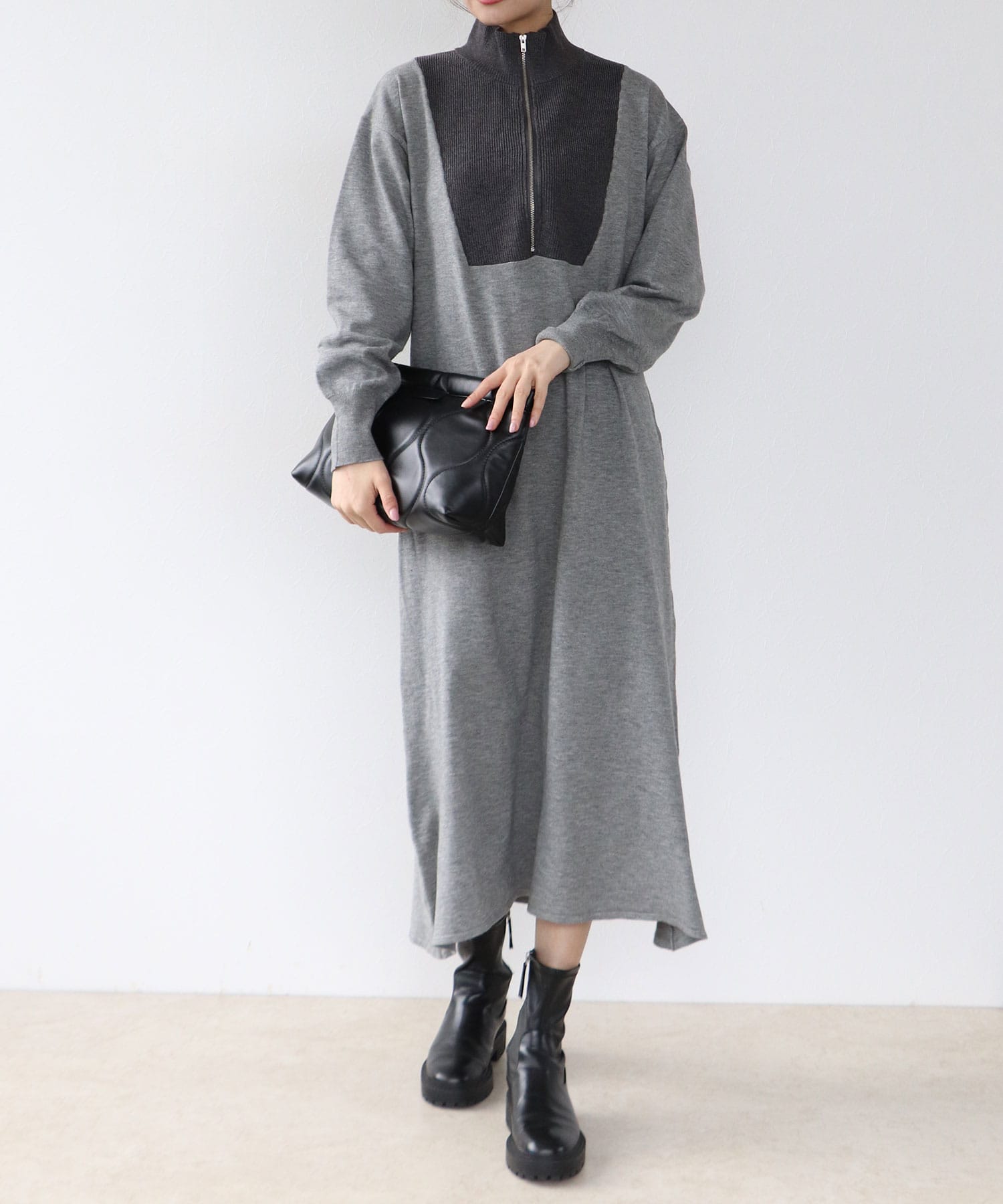 アトリエgg⭐︎ベージュ⭐︎ワンピース⭐︎ニット⭐︎1ハーフ GG MADE