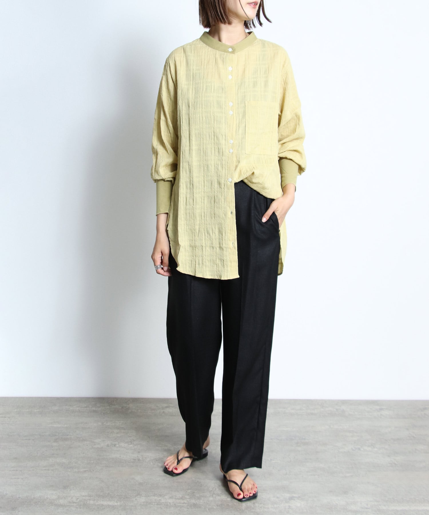 シアーチェック柄シャツブラウス