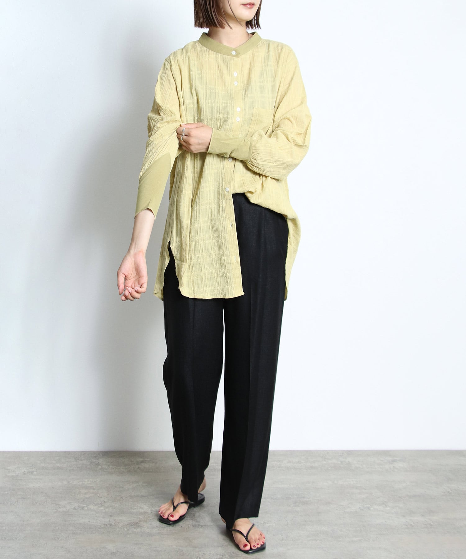 シアーチェック柄シャツブラウス