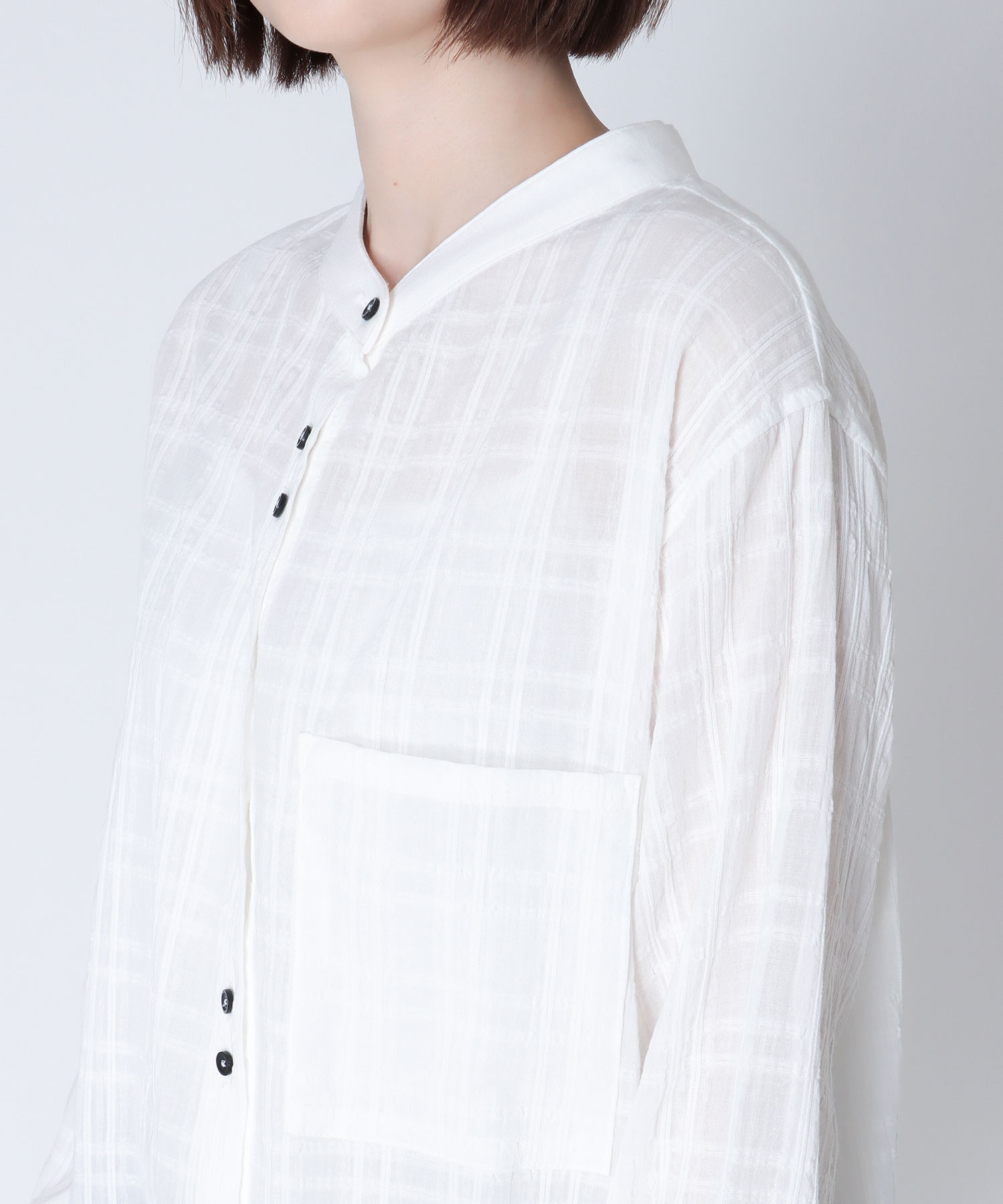 シアーチェック柄シャツブラウス