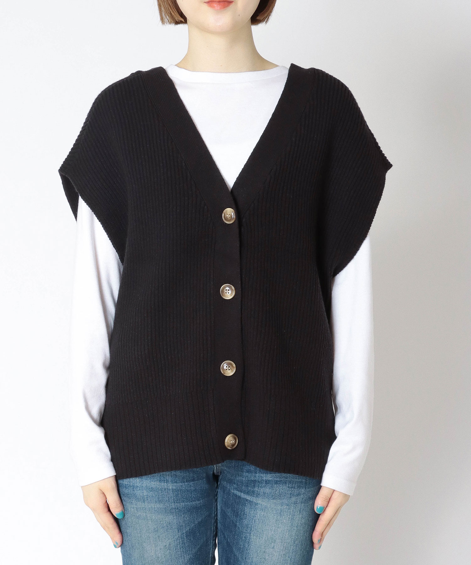 前後2way Vネックノースリーブニットカーディガン On Jione Store ジオン商事 公式オンラインストア