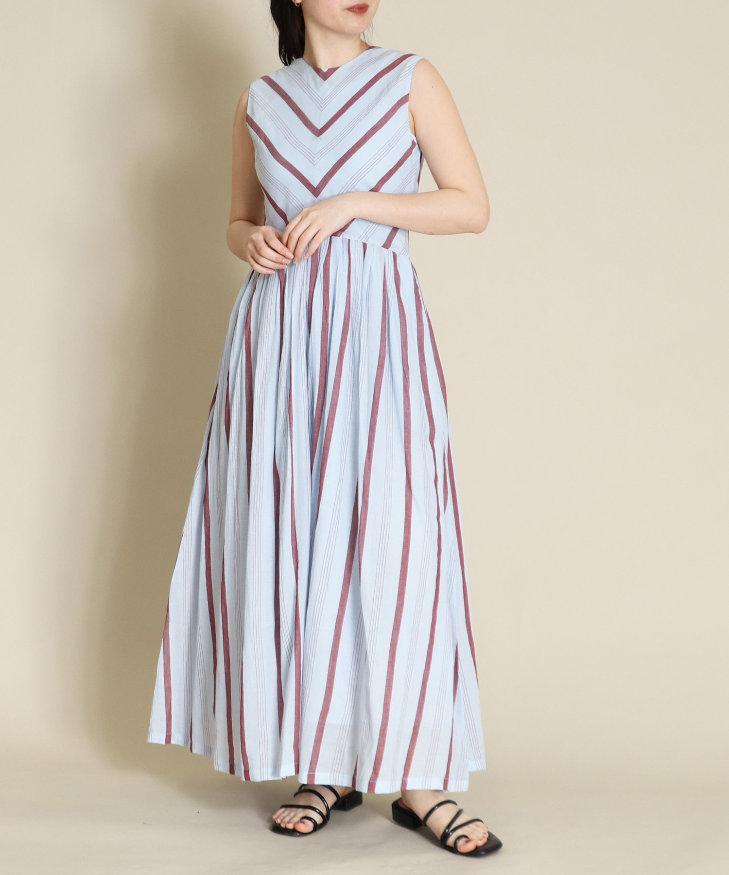 Ne Quittez Pas ヌキテパ コットンボイルストライプノースリーブワンピース On Jione Store アンドオン ジオン商事公式オンラインストア