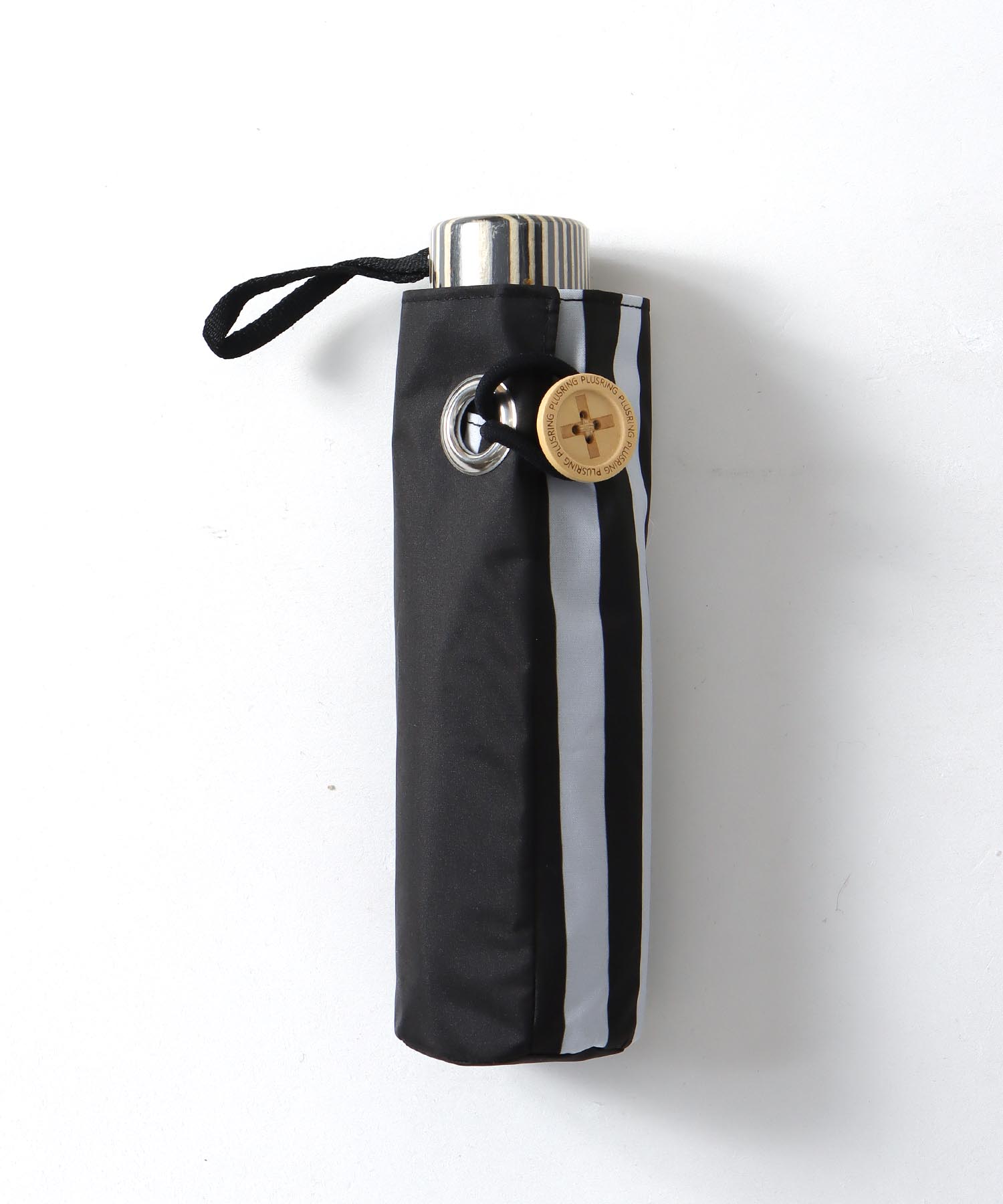 【+RING/プラスリング】ストライプ柄MIX 1級遮光折畳傘