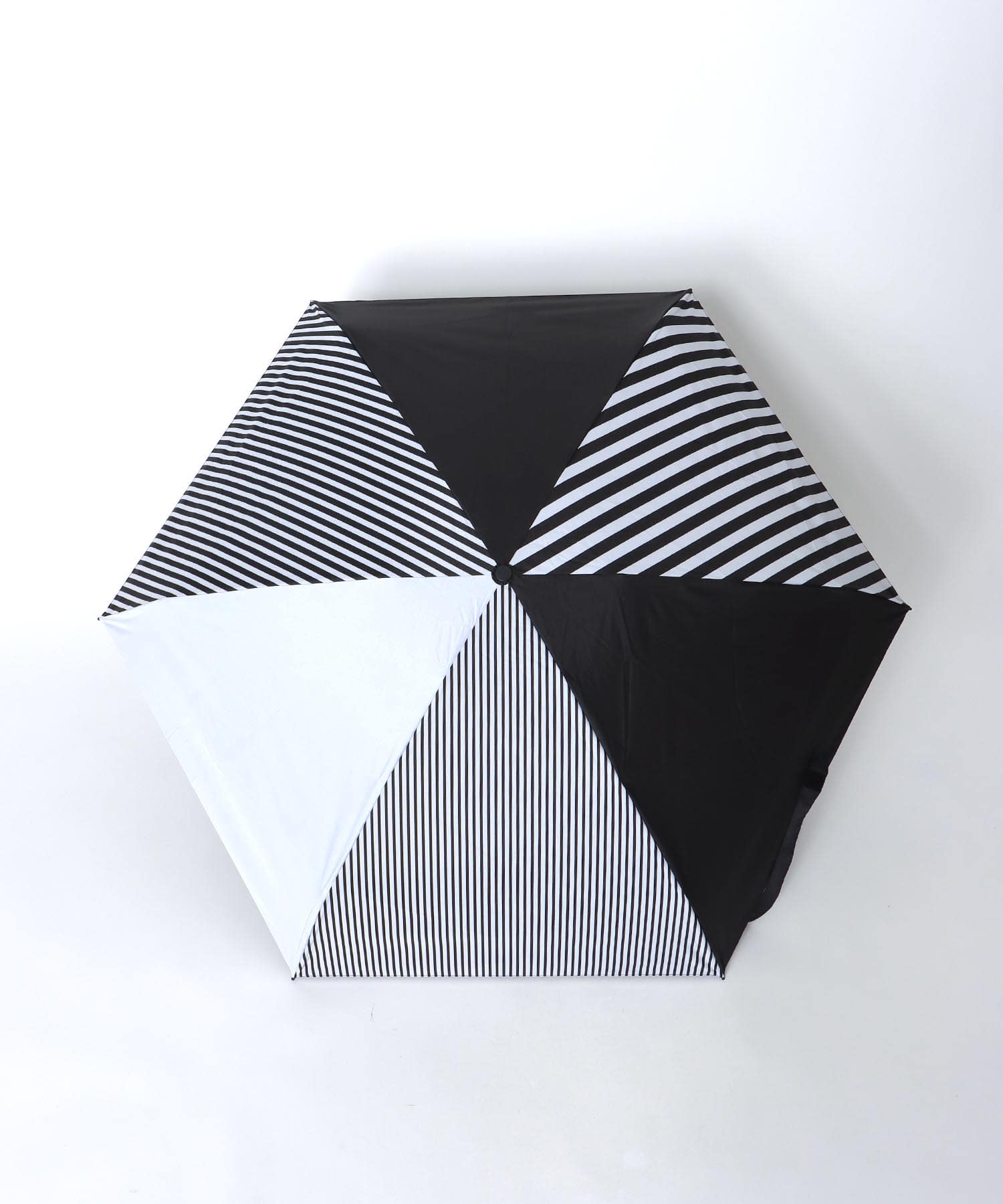 【+RING/プラスリング】ストライプ柄MIX 1級遮光折畳傘