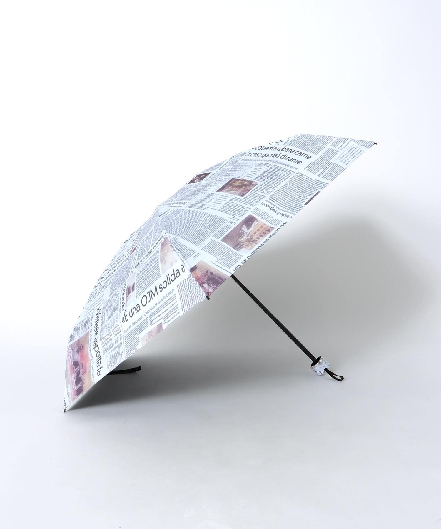 【+RING/プラスリング】ニュースペーパー柄 1級遮光折畳傘