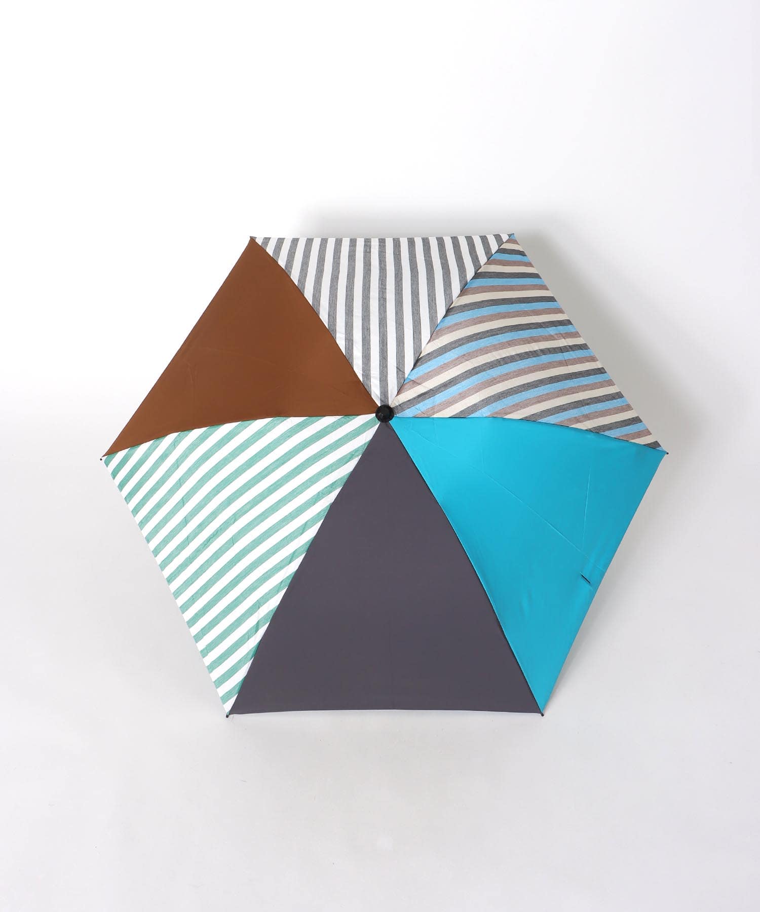 【+RING/プラスリング】ストライプ柄MIX 晴雨兼用折畳傘