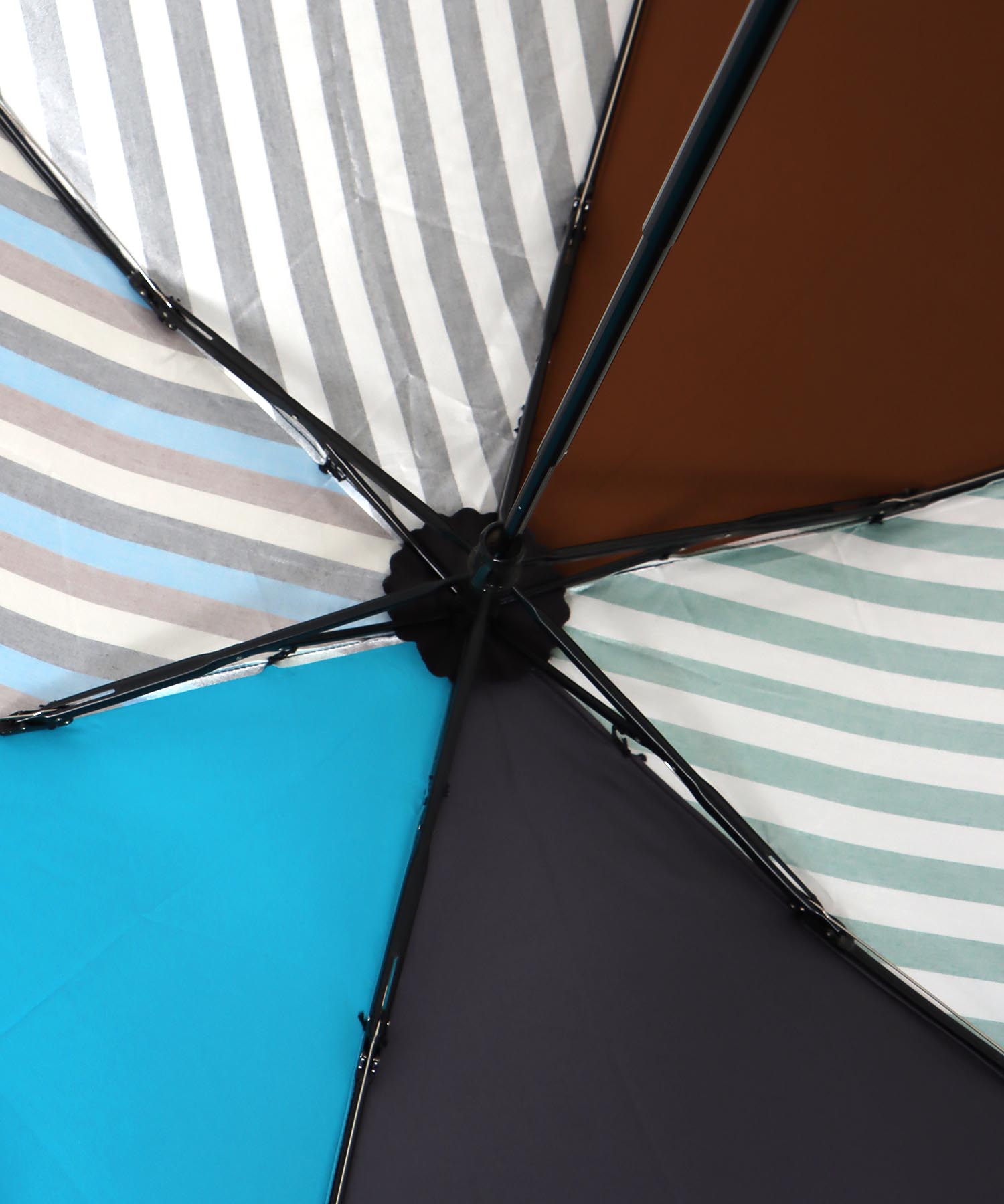 【+RING/プラスリング】ストライプ柄MIX 晴雨兼用折畳傘