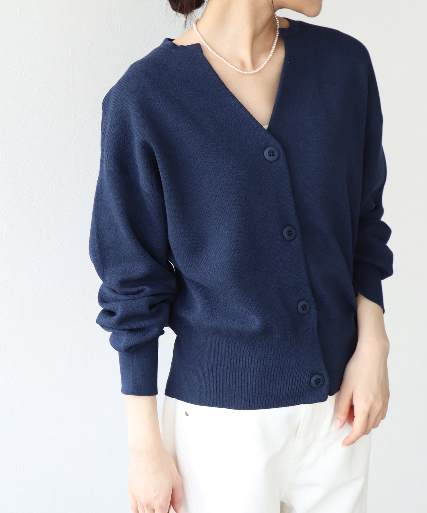 キーネックリラックスカーディガン