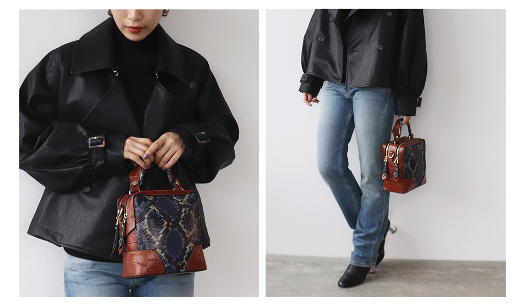 【追跡あり！】ALDO レザー アニマル柄 バケットバッグ★お洒落 フォトグラファーズバッグ「A Snowy Day London 1979」フル